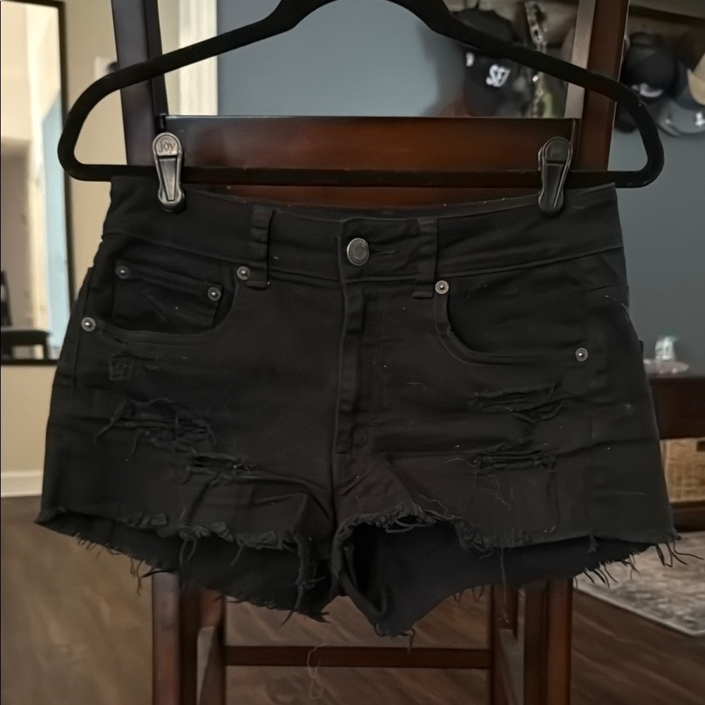American Eagle Outfitters Black Distressed Jean Shorts